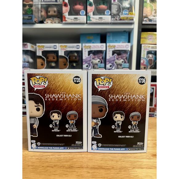 2 VAULTED Shawshank Redemption Funko Pops Andy Dufresne Ellis Red #1735 Movies - Picture 3 of 6